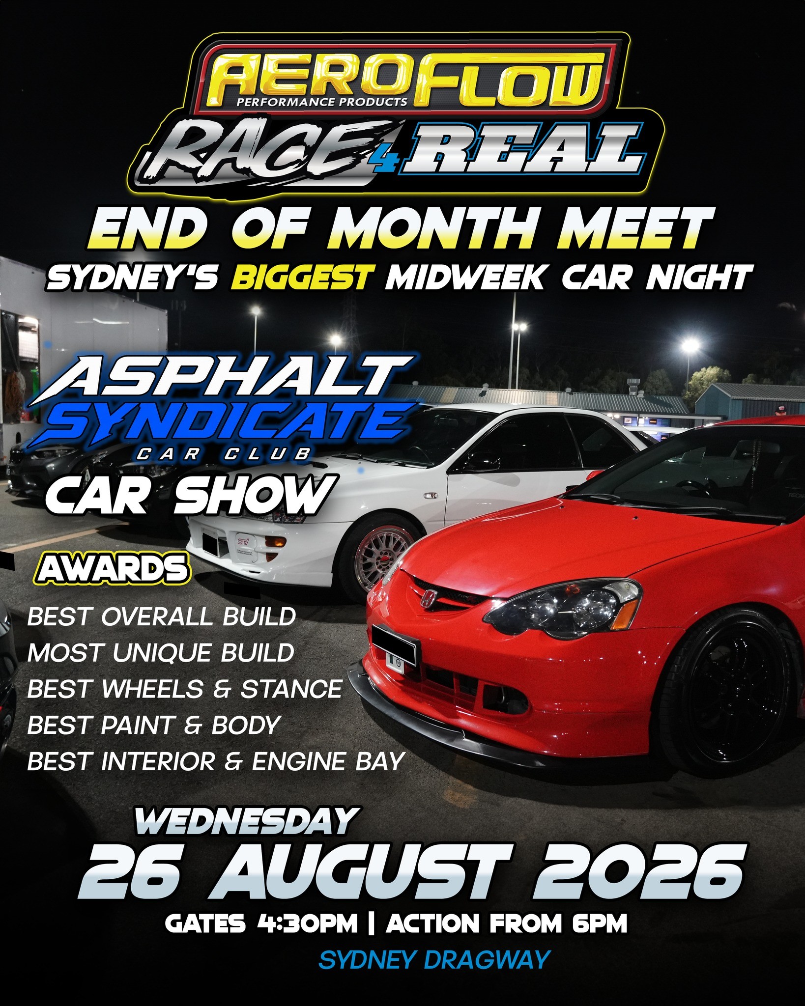 Race 4 Real End of Month Meet — JDM/Muscle car meet in Sydney, NSW on Wednesday 26 August 2026