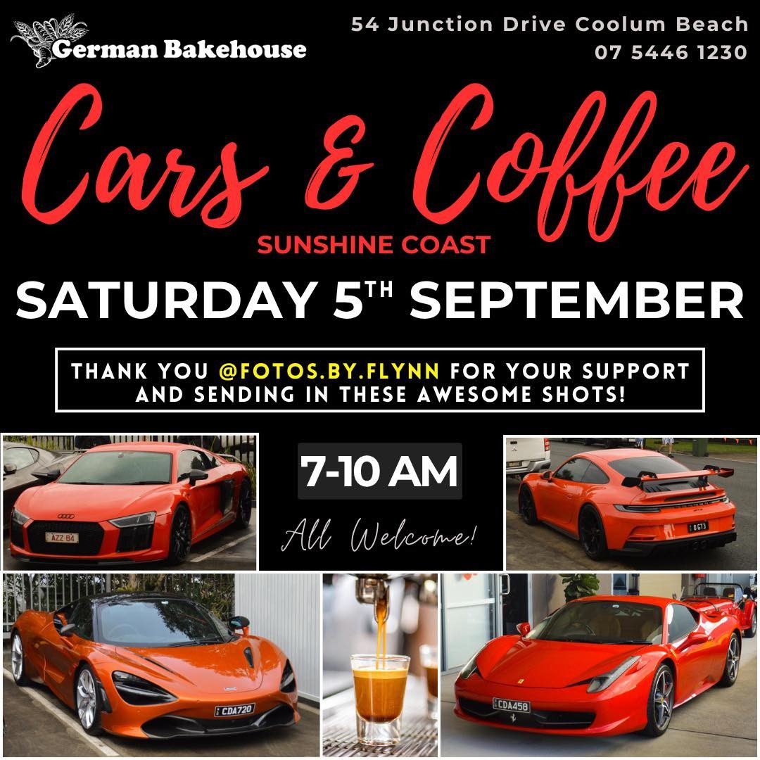 Cars & Coffee Sunshine Coast — Exotic/Euro car meet in Sunshine Coast, QLD on Saturday 5 September 2026