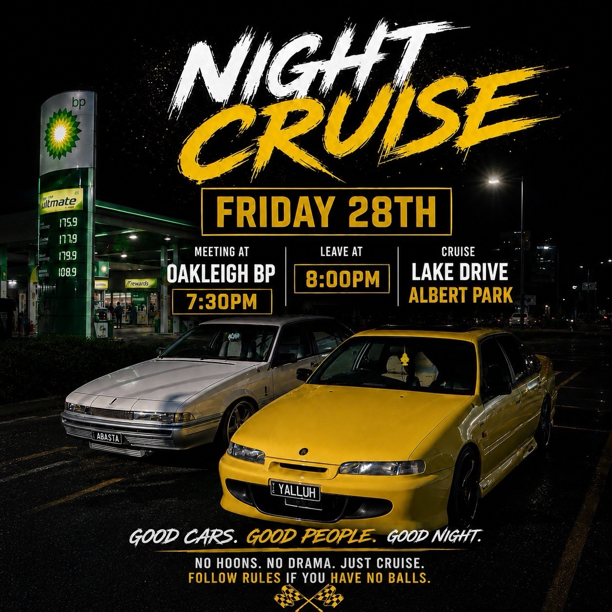 Night Cruise — Muscle/Classic car meet in Melbourne, VIC on Friday 28 August 2026