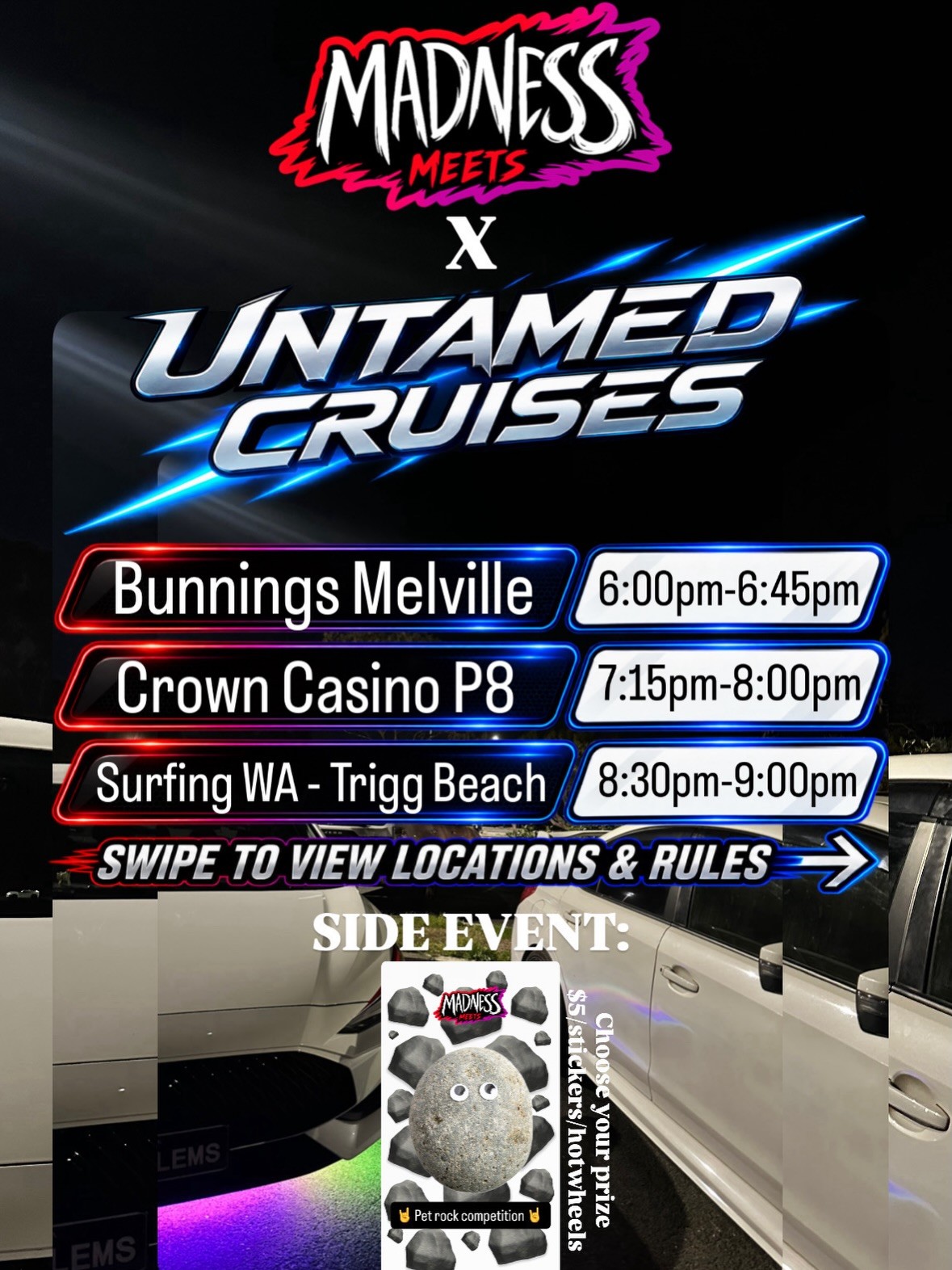 Madness Meets x Untamed Cruises #7 — Muscle car meet in Perth, WA on Sunday 30 August 2026
