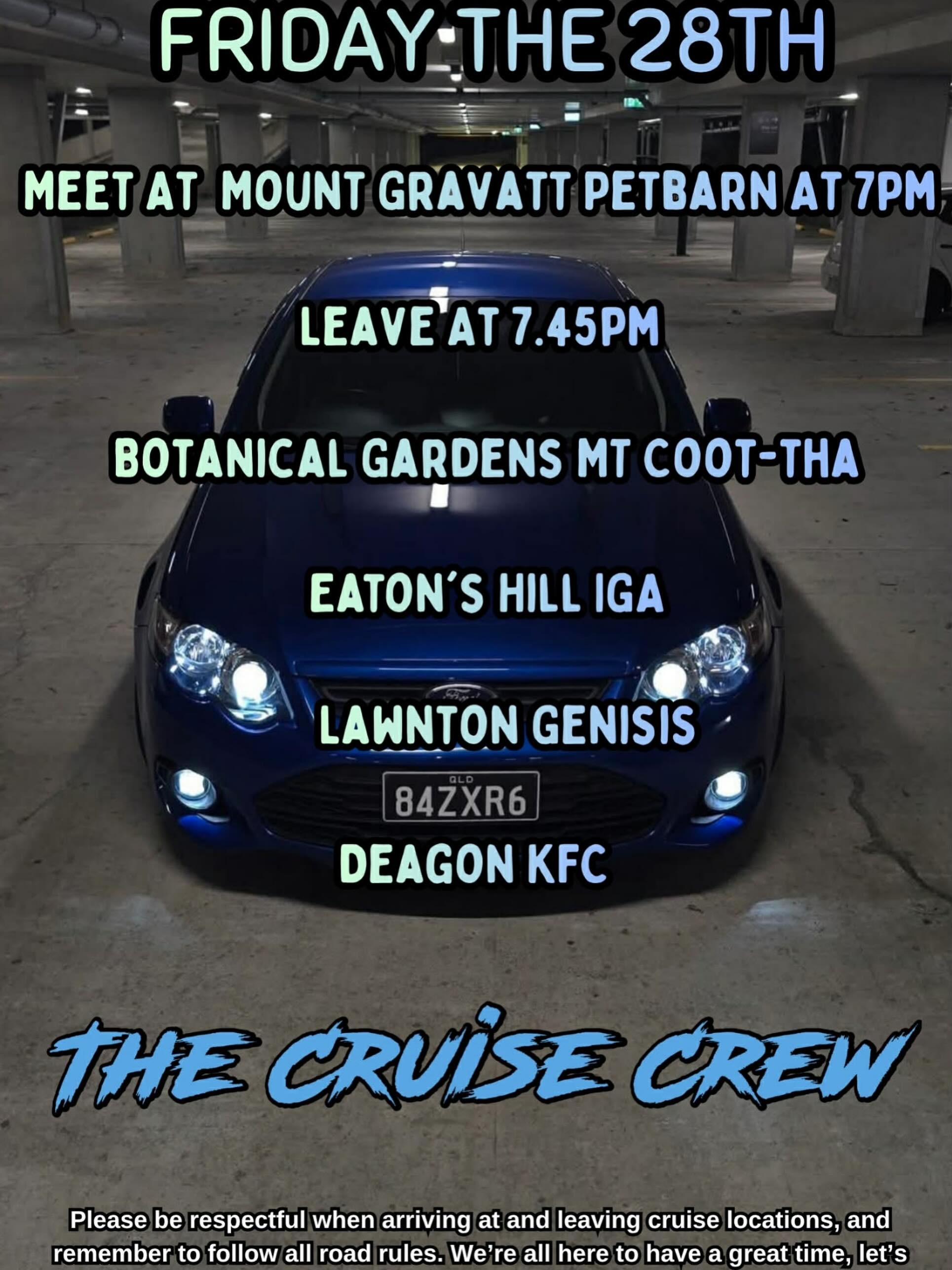 Friday Night Cruise — JDM/Muscle car meet in Brisbane, QLD on Friday 28 August 2026