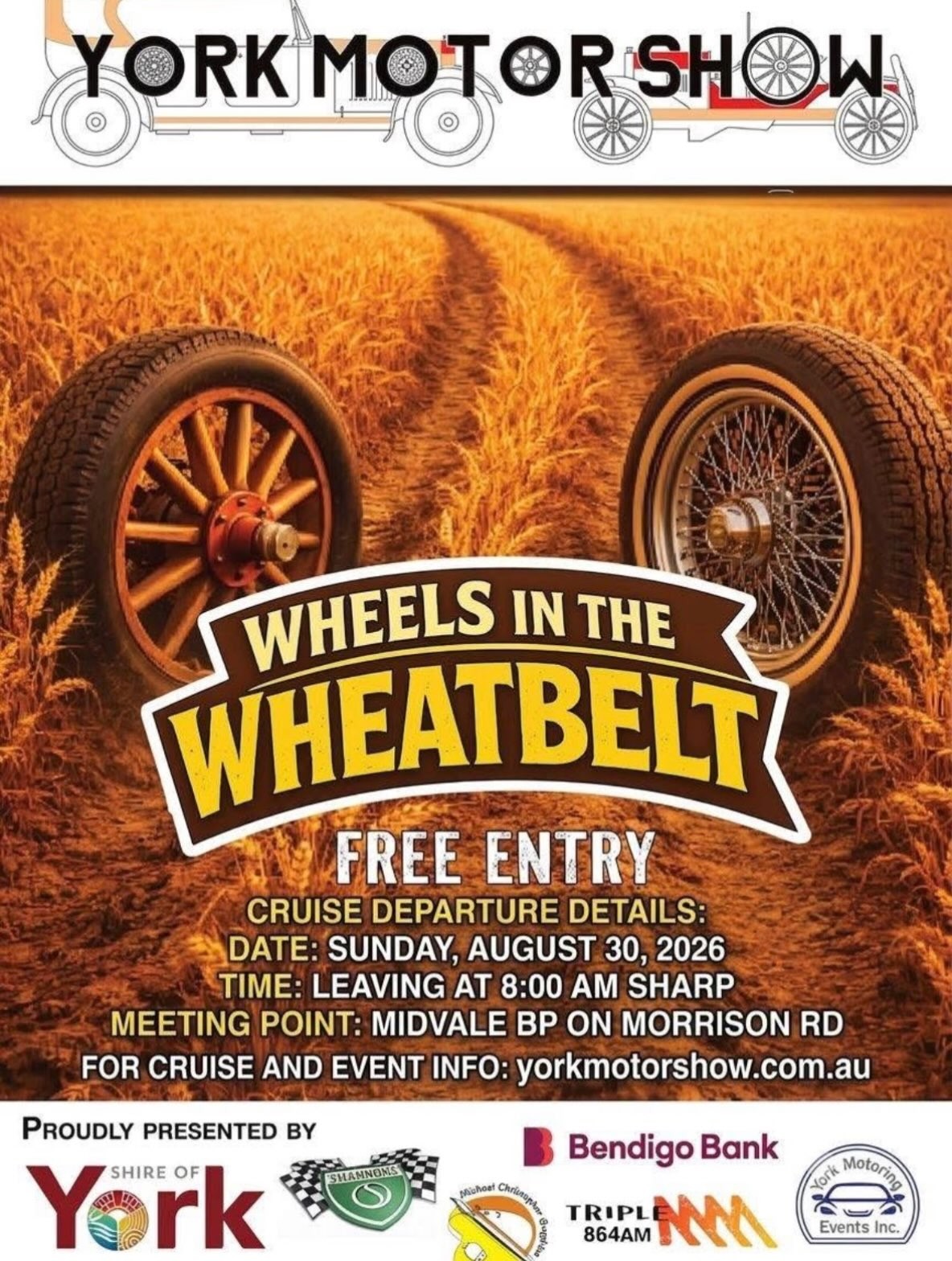 York Motor Show — Classic car meet in Perth, WA on Sunday 30 August 2026