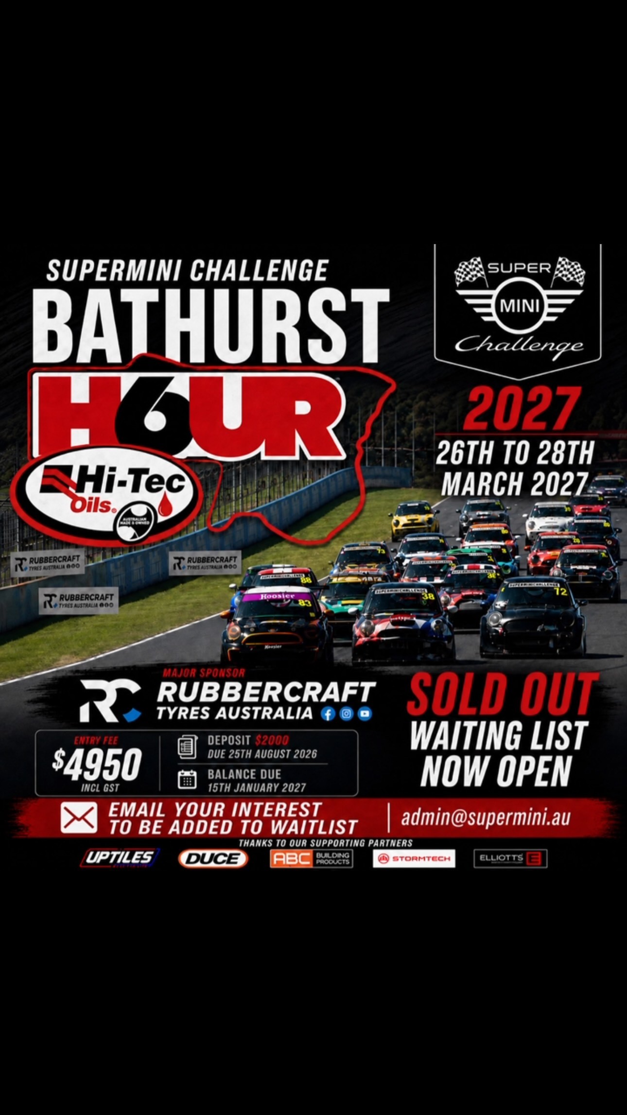 Supermini Challenge Bathurst 6 Hour — Euro track day in Bathurst, NSW on Friday 26 March 2027