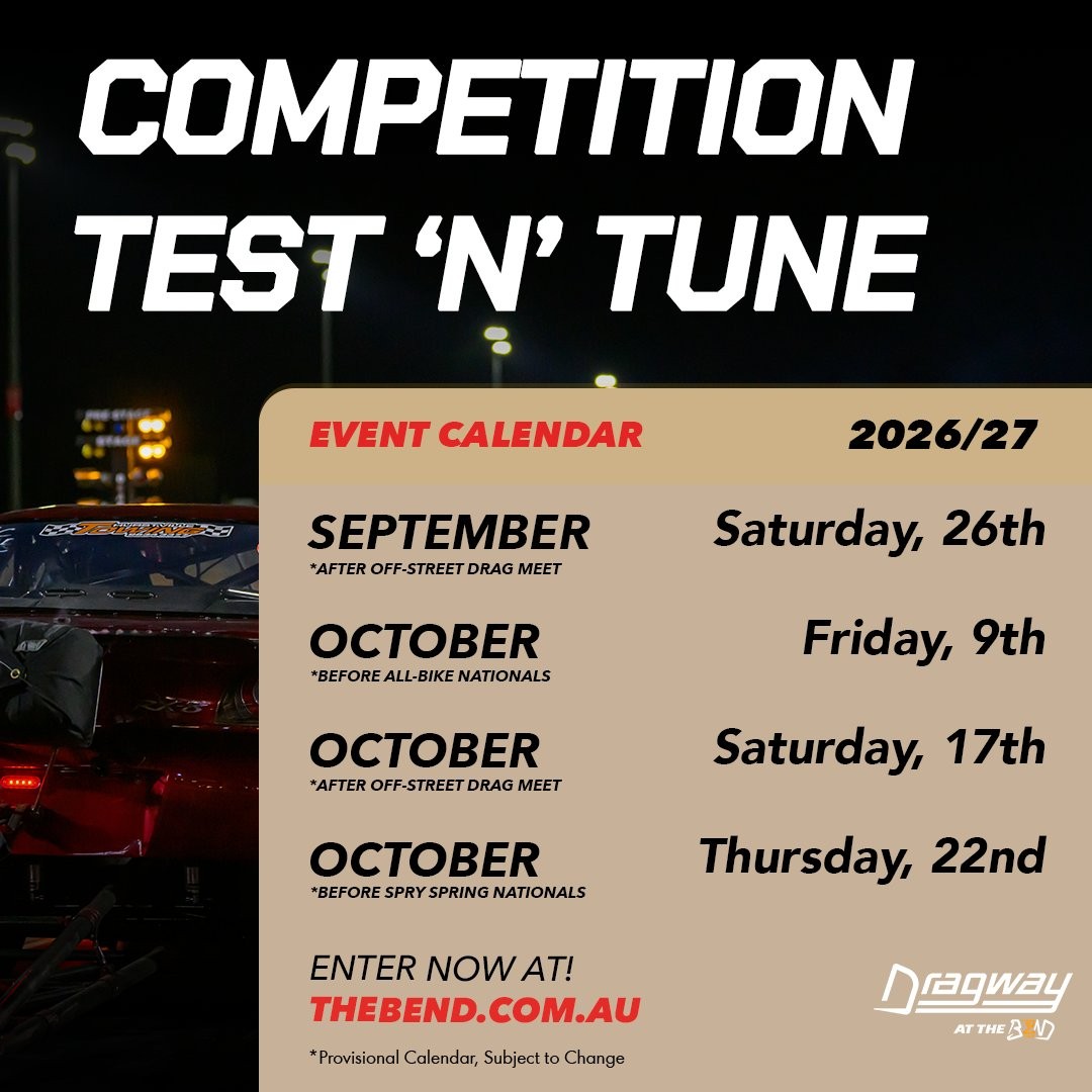 Competition Test 'n' Tune — Muscle track day in Adelaide, SA on Saturday 26 September 2026
