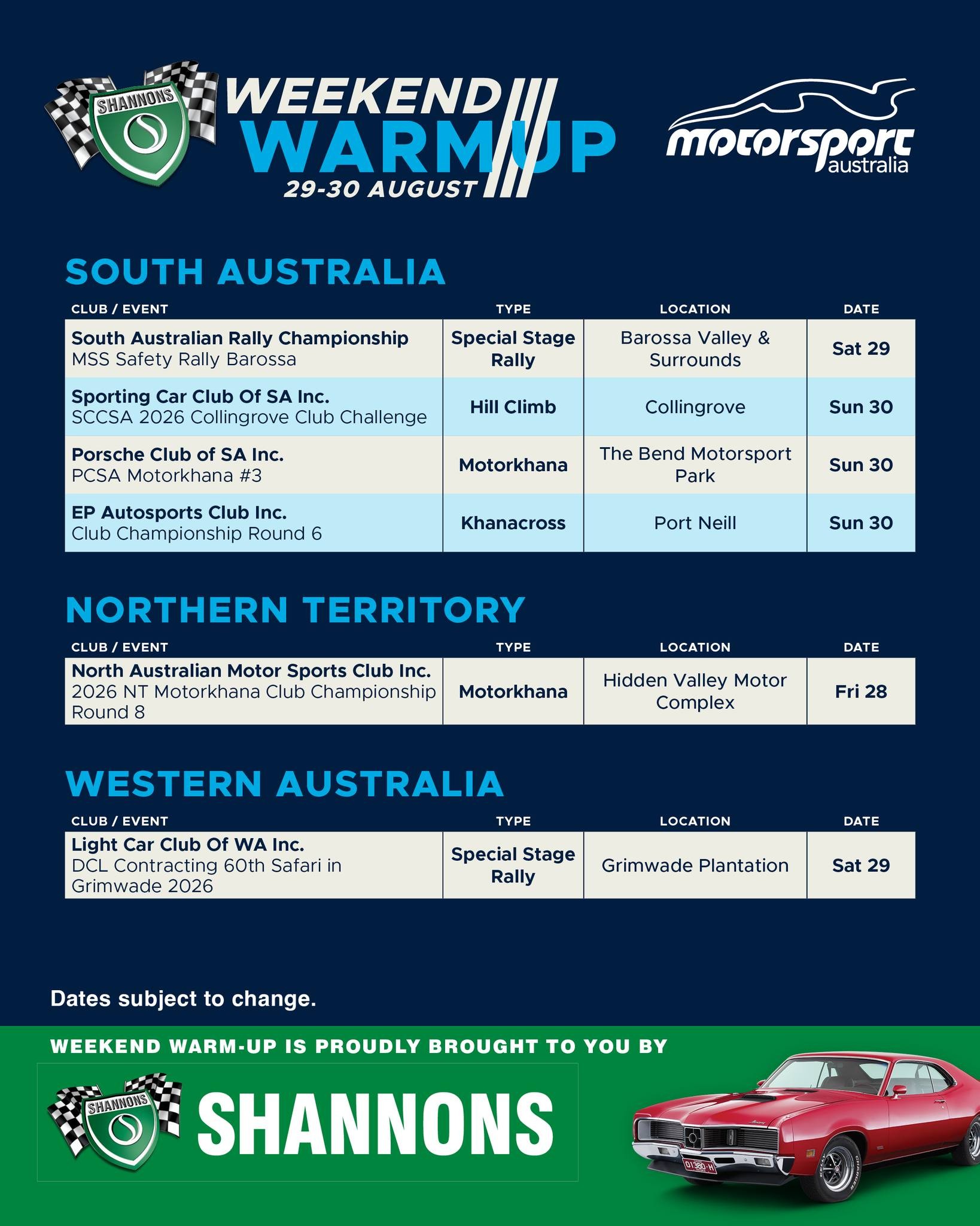 PCSA Motorkhana #3 — Euro track day in Adelaide, SA on Sunday 30 August 2026