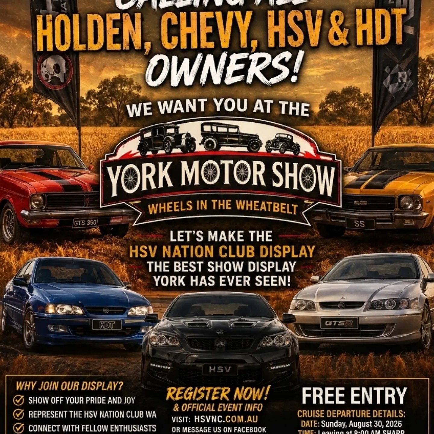 York Motor Show — Muscle spectator event in Perth, WA on Sunday 30 August 2026