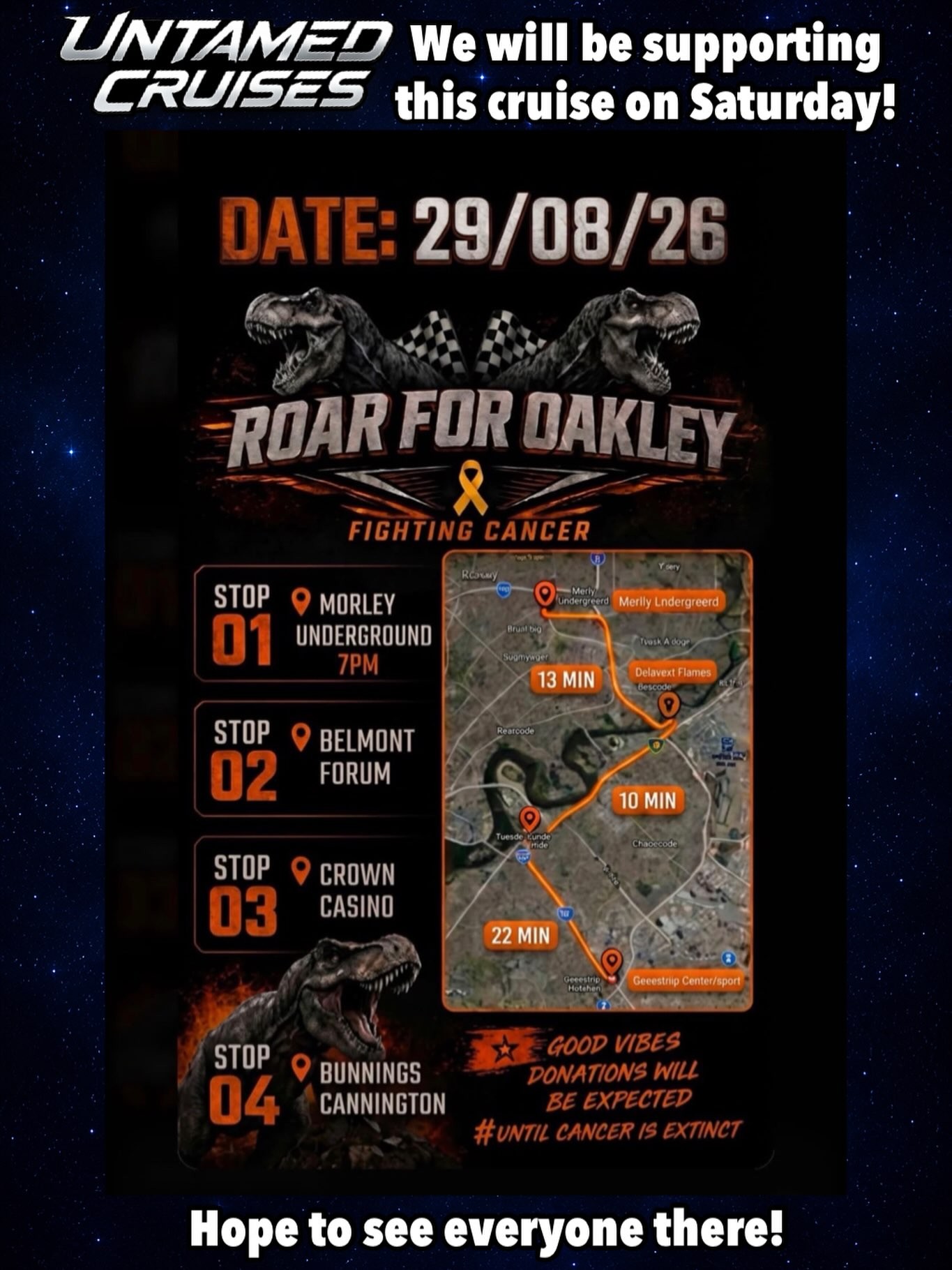 Roar for Oakley — Muscle car meet in Perth, WA on Saturday 29 August 2026