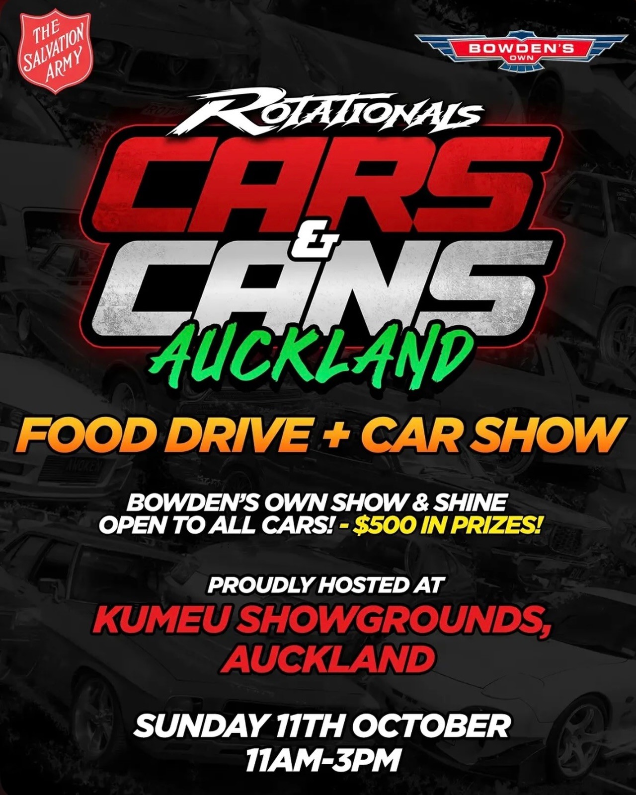 Rotationals Cars & Cans Auckland — Stance car meet in International on Sunday 11 October 2026