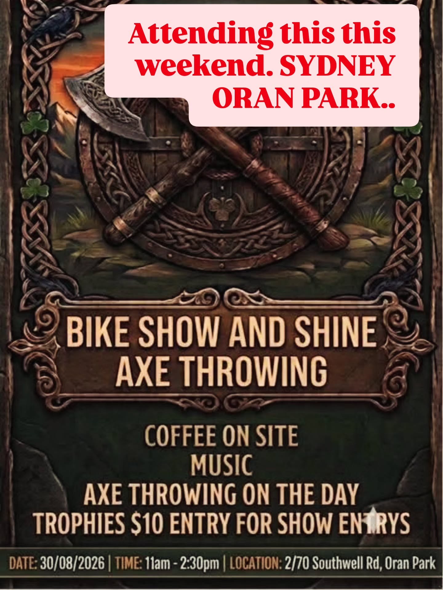 Bike Show and Shine — car meet in Sydney, NSW on Sunday 30 August 2026