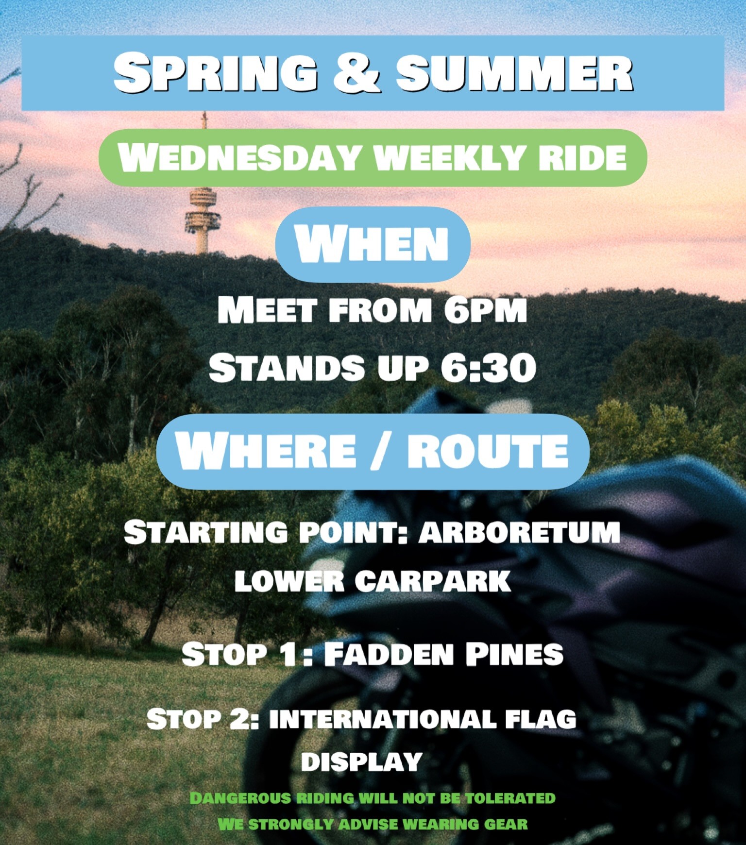 Spring & Summer Wednesday Weekly Ride — car meet in Canberra, NSW on Wednesday 2 September 2026