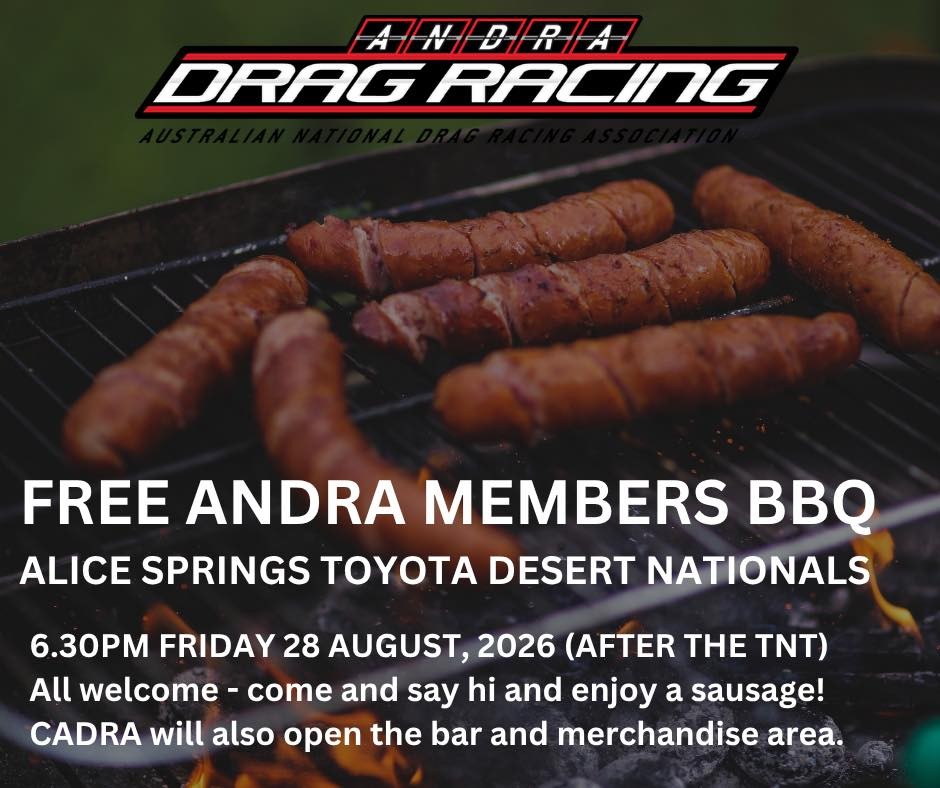 Free ANDRA Members BBQ — Muscle car meet in Darwin, NT on Friday 28 August 2026