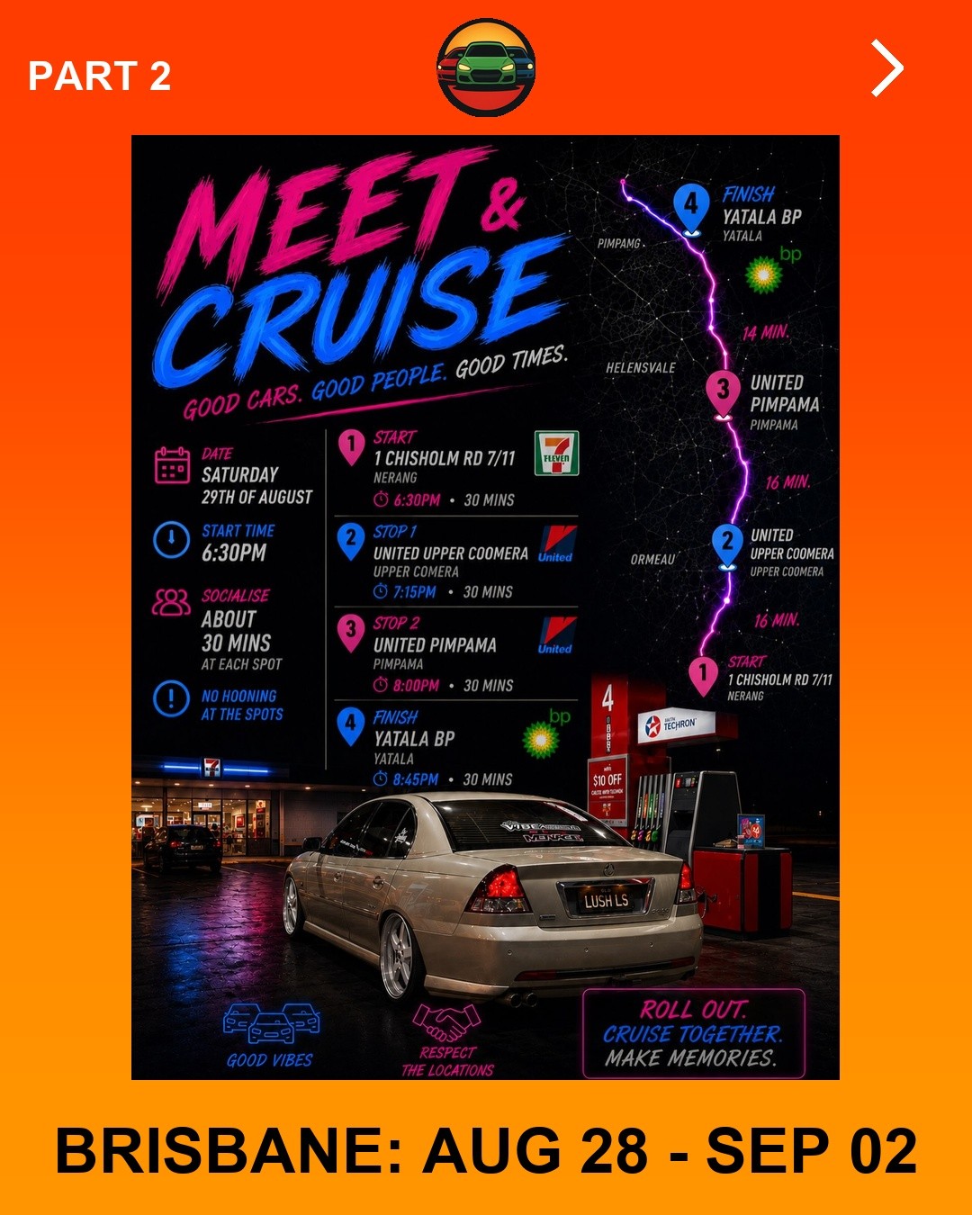 Lush LS Meet & Cruise — Muscle car meet in Gold Coast, QLD on Saturday 29 August 2026