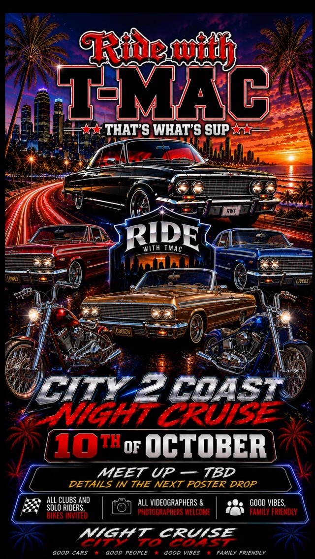 City 2 Coast Night Cruise — Classic/Lowrider car meet in Brisbane, QLD on Saturday 10 October 2026