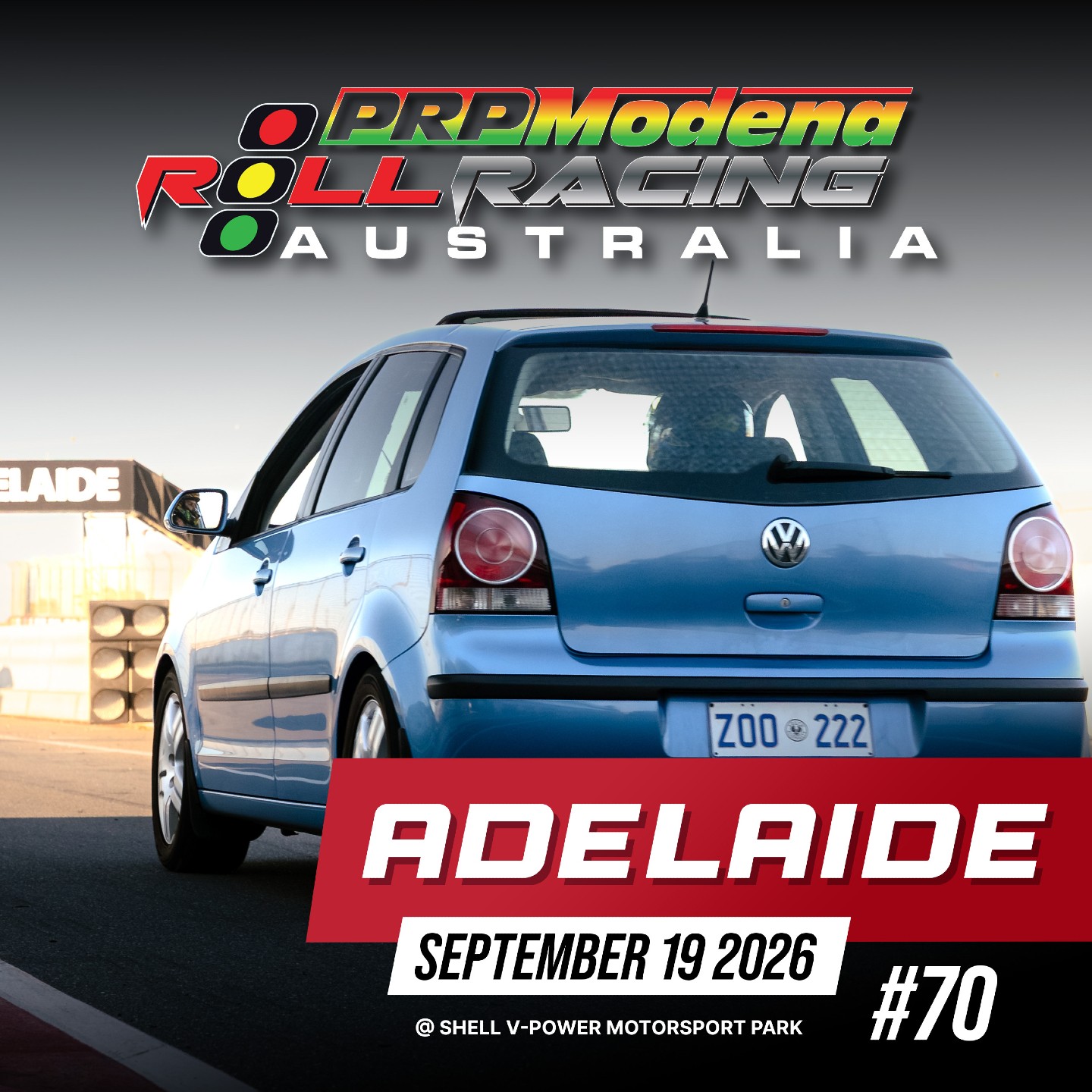 PRP Modena Roll Racing Adelaide — track day in Adelaide, SA on Saturday 19 September 2026