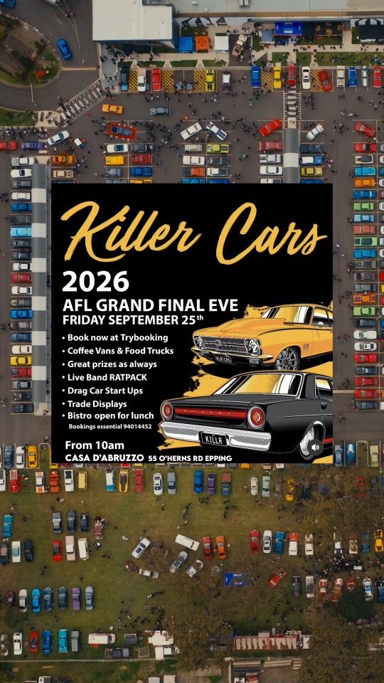 Killer Cars AFL Grand Final Eve — Muscle/Classic car meet in Melbourne, VIC on Friday 25 September 2026