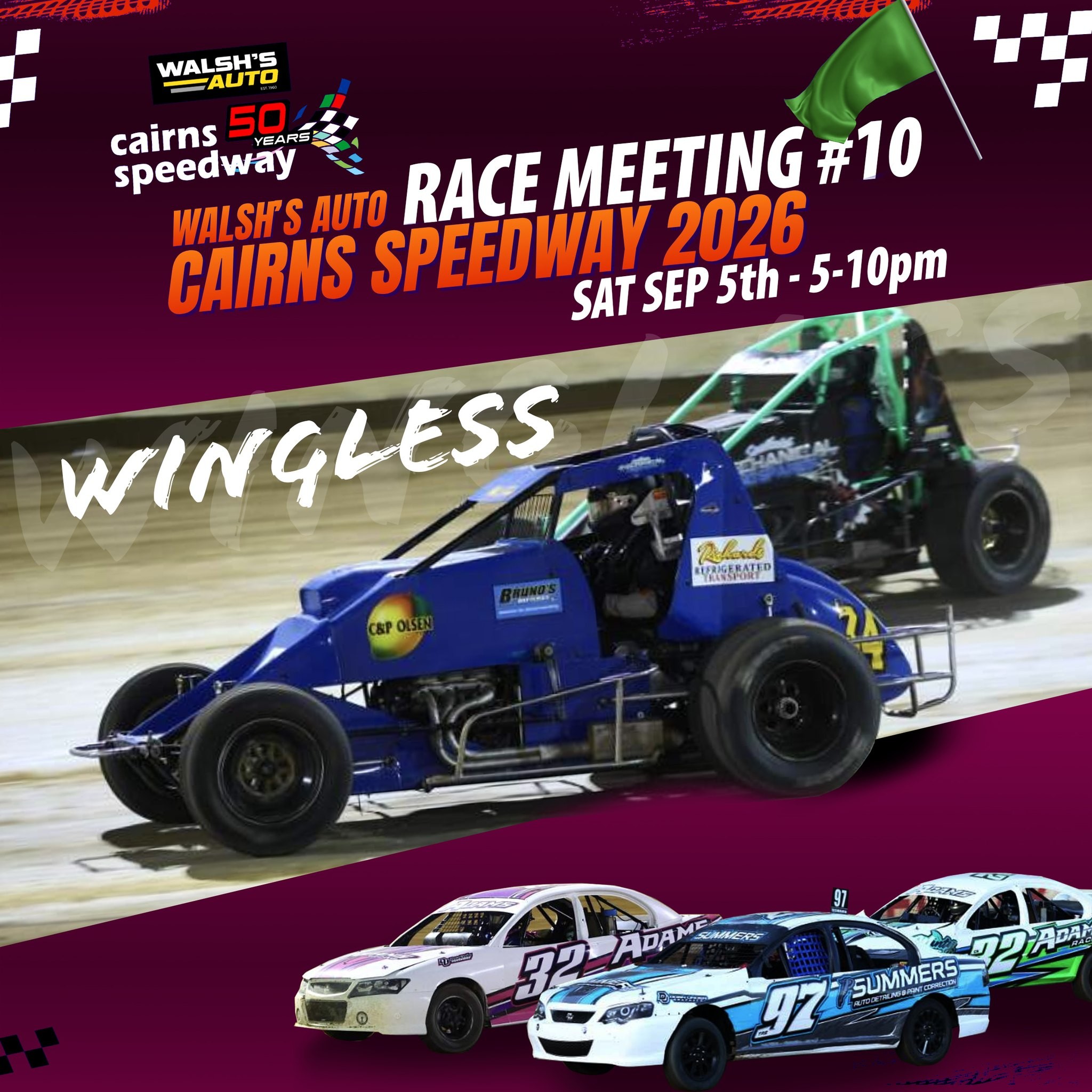 Walsh's Auto Race Meeting #10 — spectator event in Cairns, QLD on Saturday 5 September 2026