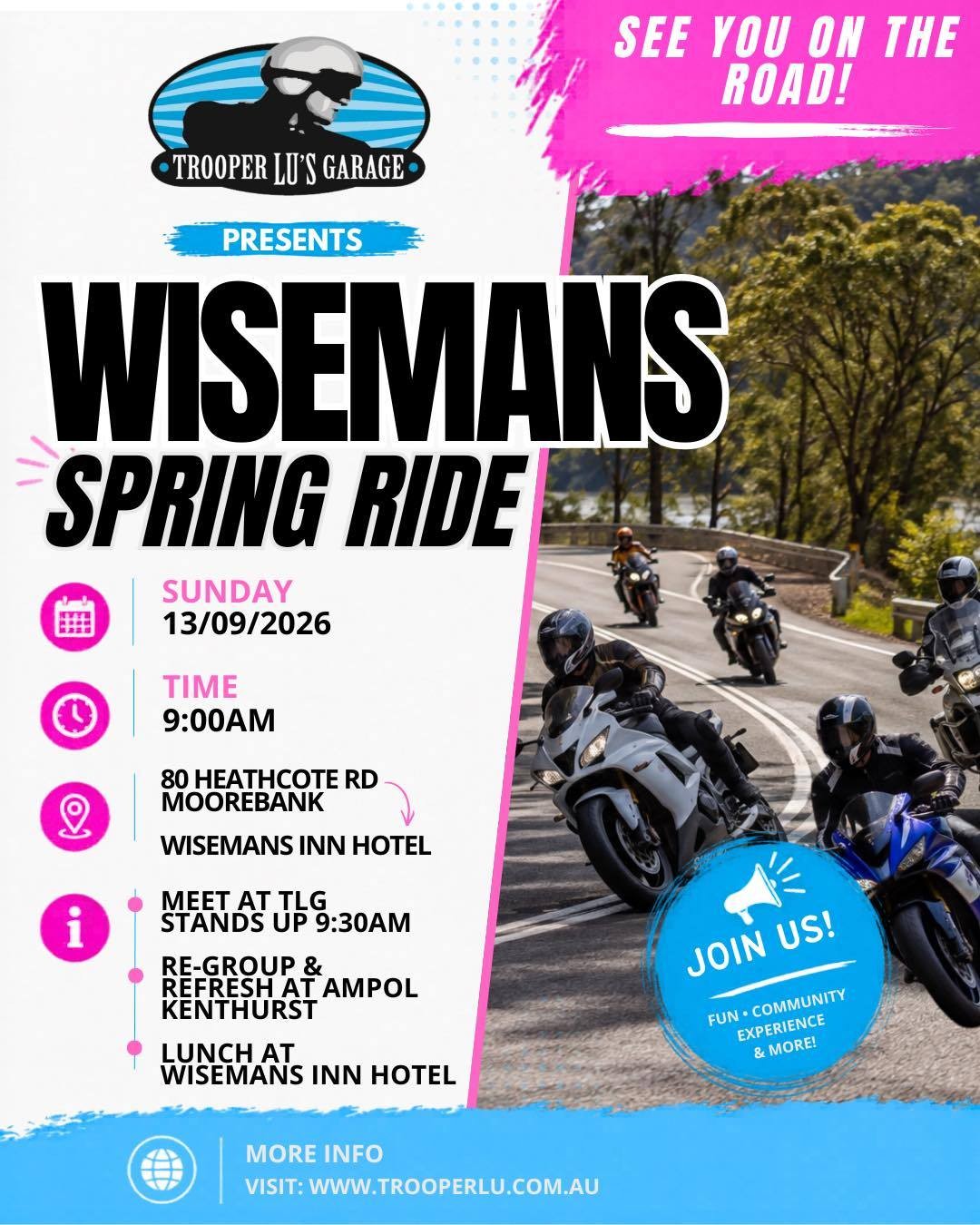 Wisemans Spring Ride — car meet in Sydney, NSW on Sunday 13 September 2026
