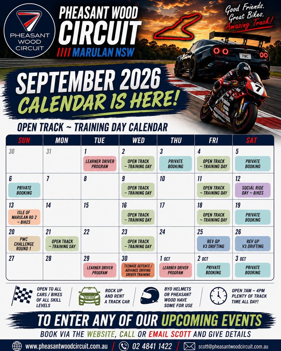 Open Track ~ Training Day — track day in Sydney, NSW on Wednesday 2 September 2026