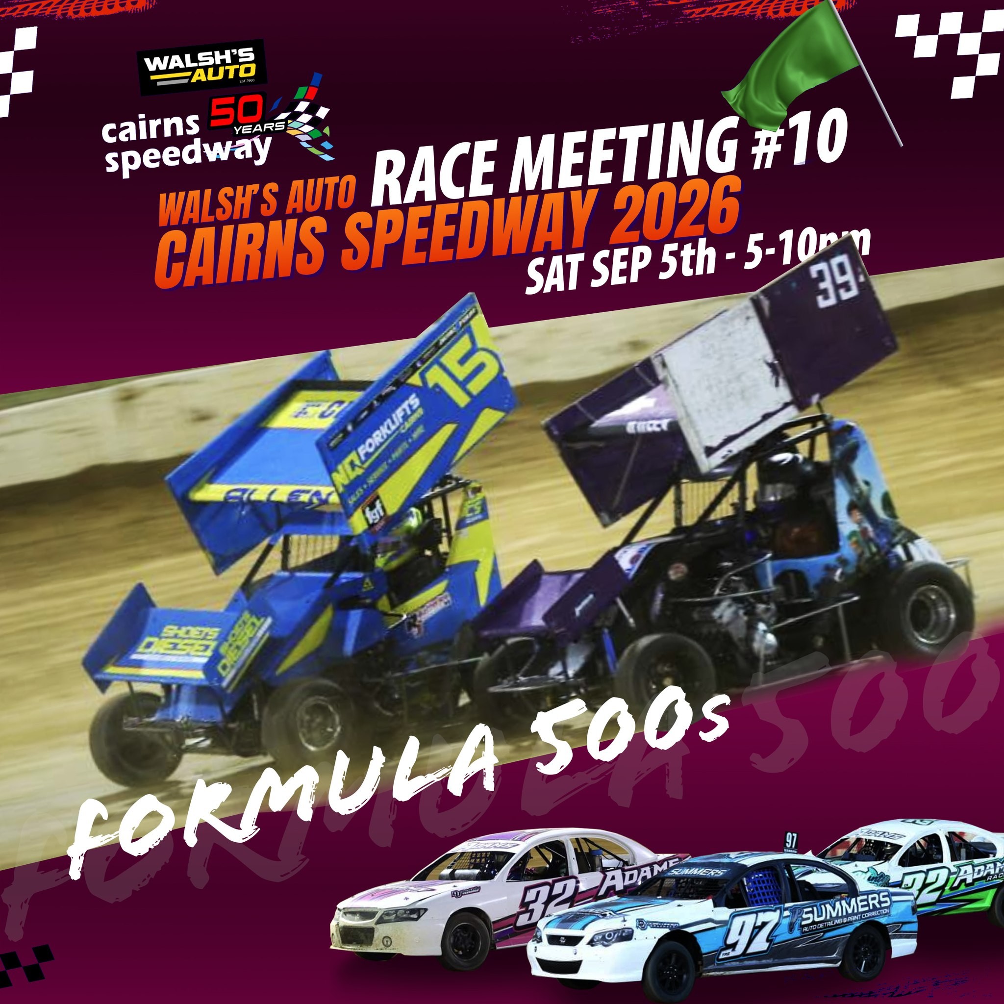 Walsh's Auto Race Meeting #10 — spectator event in Cairns, QLD on Saturday 5 September 2026