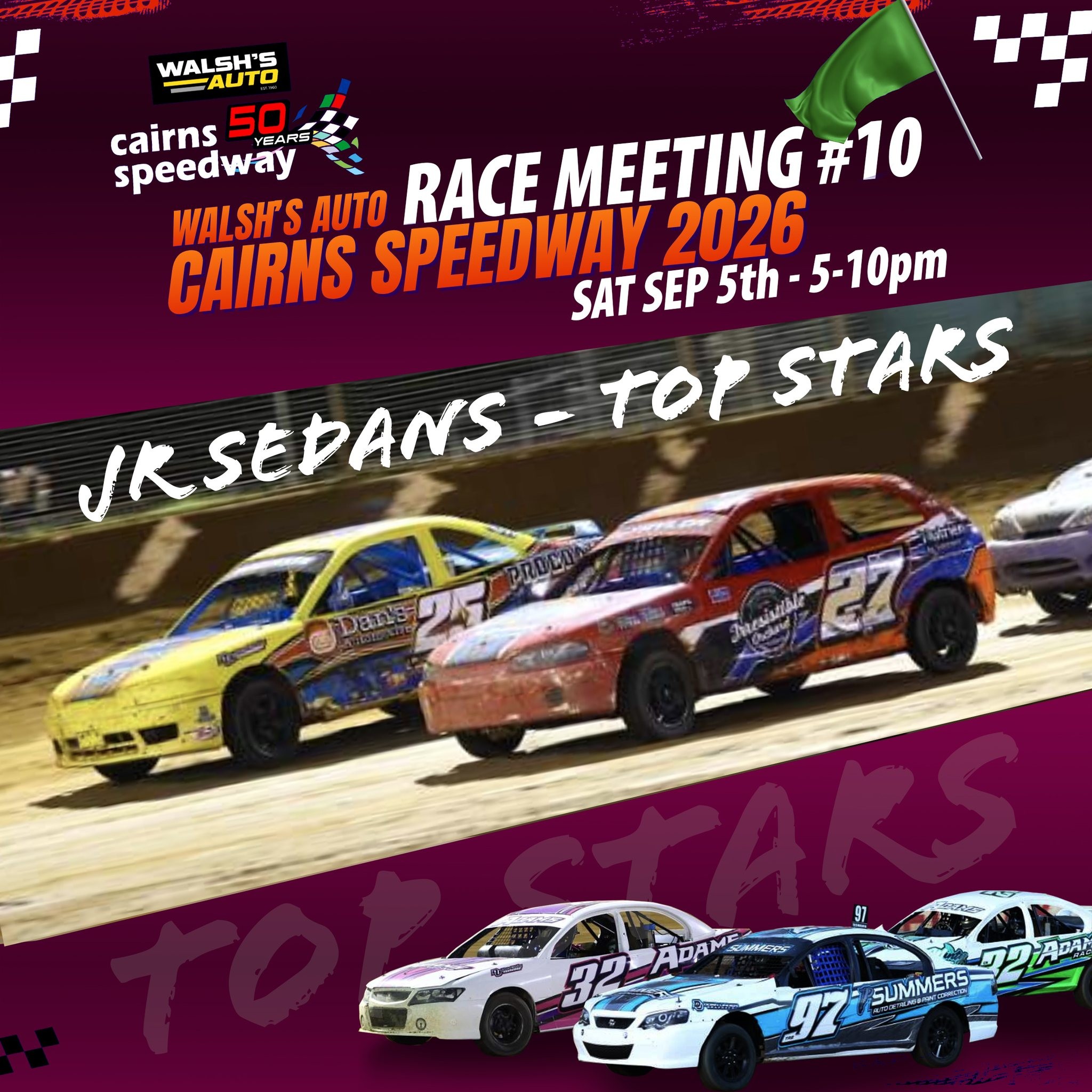 Walsh's Auto Cairns Speedway Race Meeting #10 — Muscle spectator event in Cairns, QLD on Saturday 5 September 2026