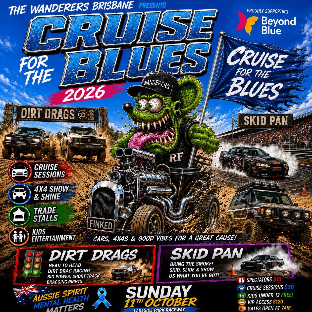 Cruise for the Blues — 4x4/JDM spectator event in Brisbane, QLD on Sunday 11 October 2026