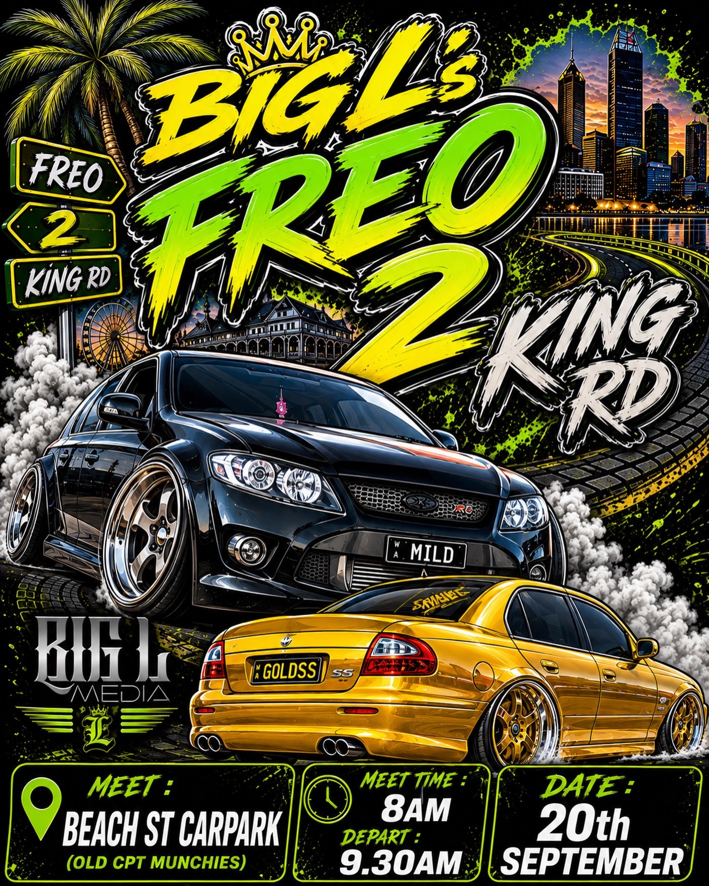 BIG L's FREO 2 KING RD — Muscle/Stance car meet in Perth, WA on Sunday 20 September 2026
