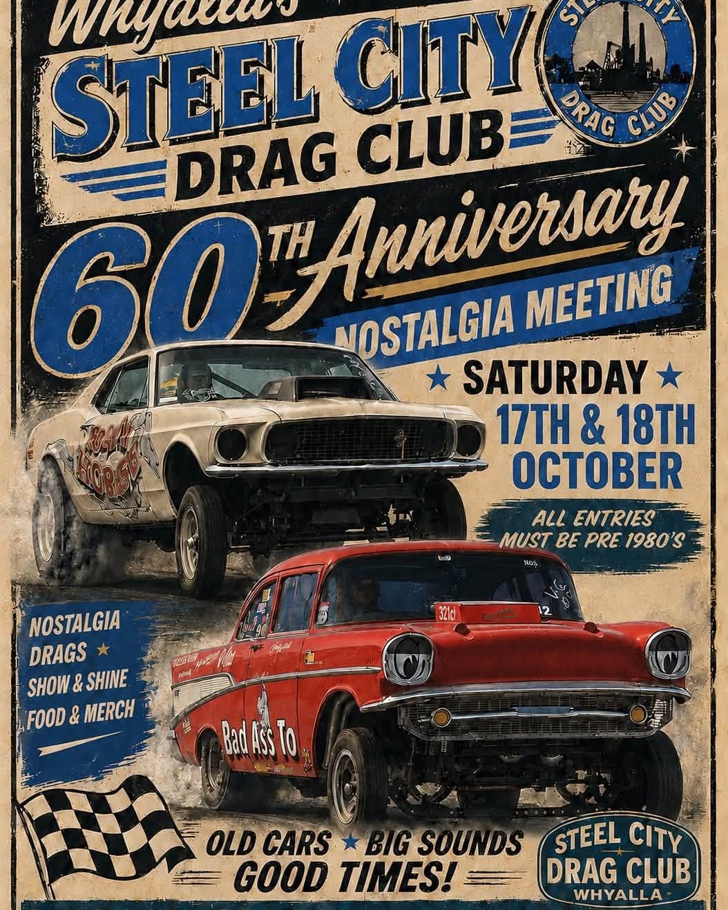60th Anniversary Nostalgia Meeting — Muscle/Classic track day in Adelaide, SA on Saturday 17 October 2026