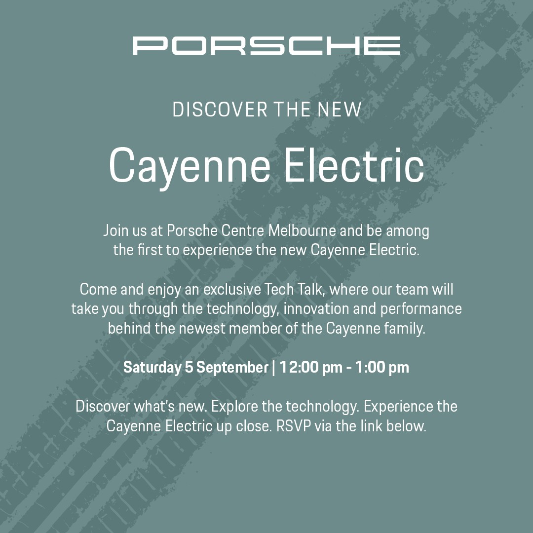 Discover the New Cayenne Electric — Euro/Exotic car meet in Melbourne, VIC on Saturday 5 September 2026