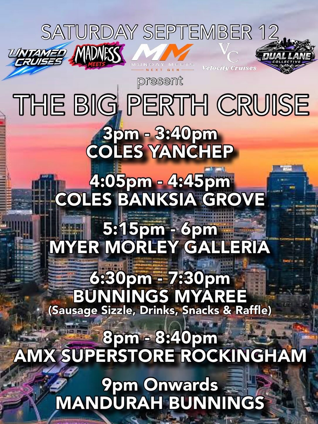 The Big Perth Cruise — Muscle car meet in Perth, WA on Saturday 12 September 2026