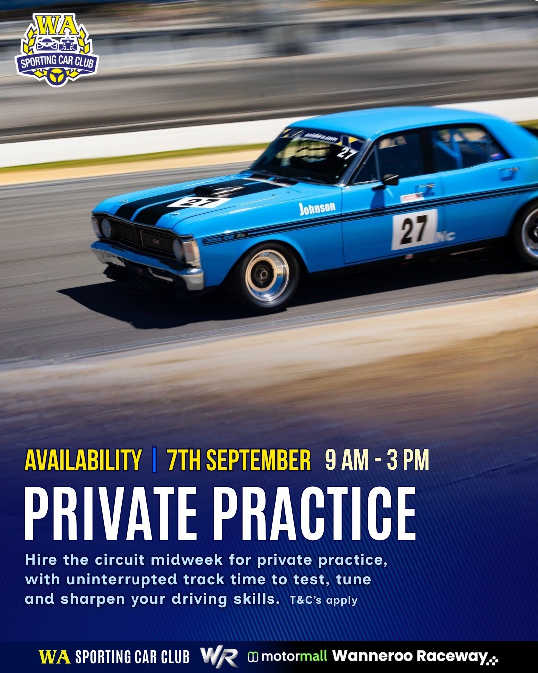 Private Practice — Classic track day in Perth, WA on Monday 7 September 2026