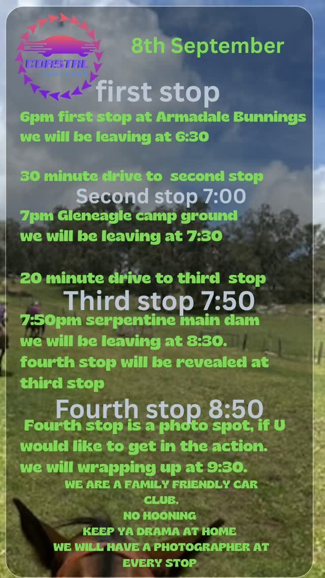 Coastal Cruises — car meet in Perth, WA on Tuesday 8 September 2026