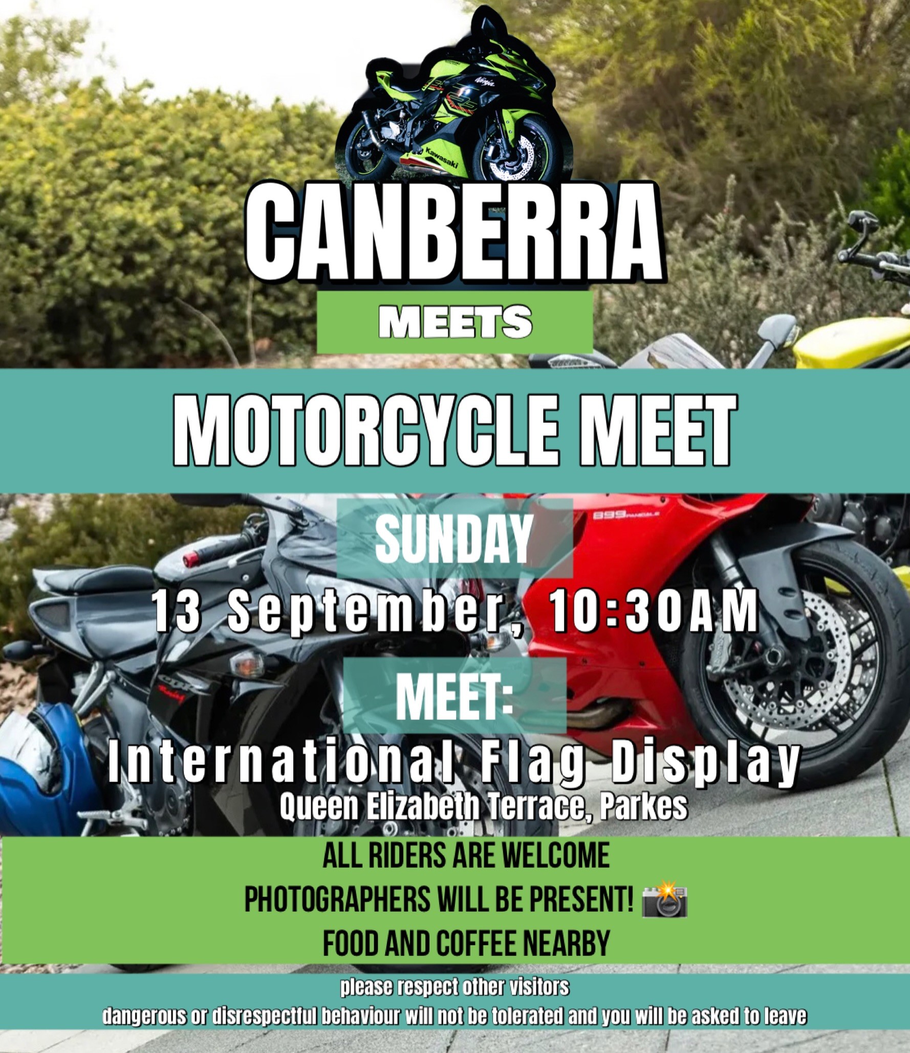 Canberra Meets Motorcycle Meet — car meet in Canberra, NSW on Sunday 13 September 2026