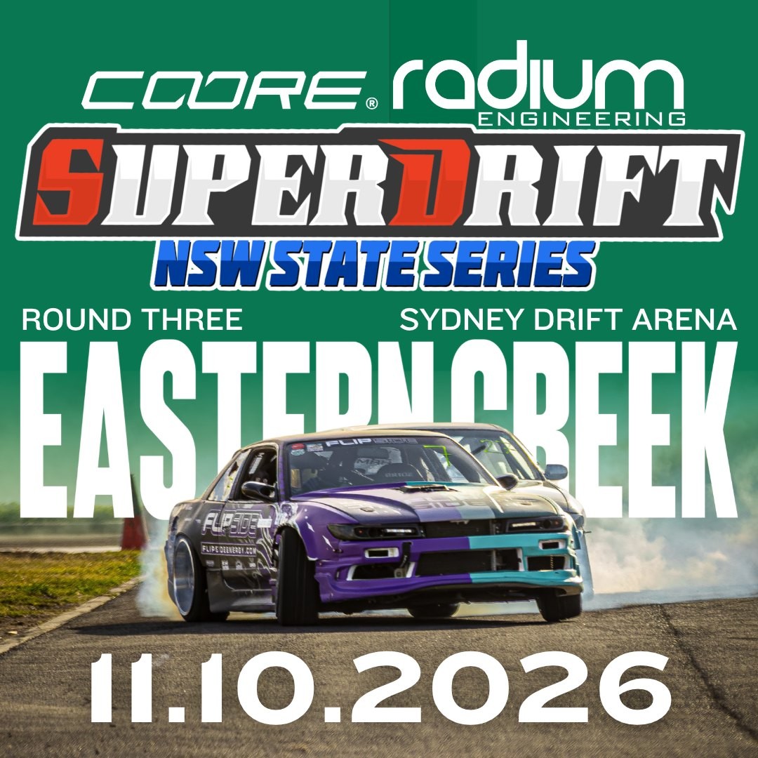 Superdrift NSW State Series Round Three — JDM spectator event in Sydney, NSW on Sunday 11 October 2026