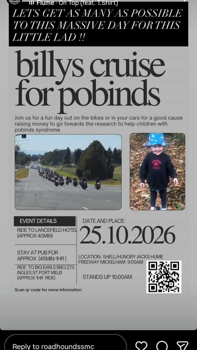 Billys Cruise for Pobinds — car meet in Melbourne, VIC on Sunday 25 October 2026