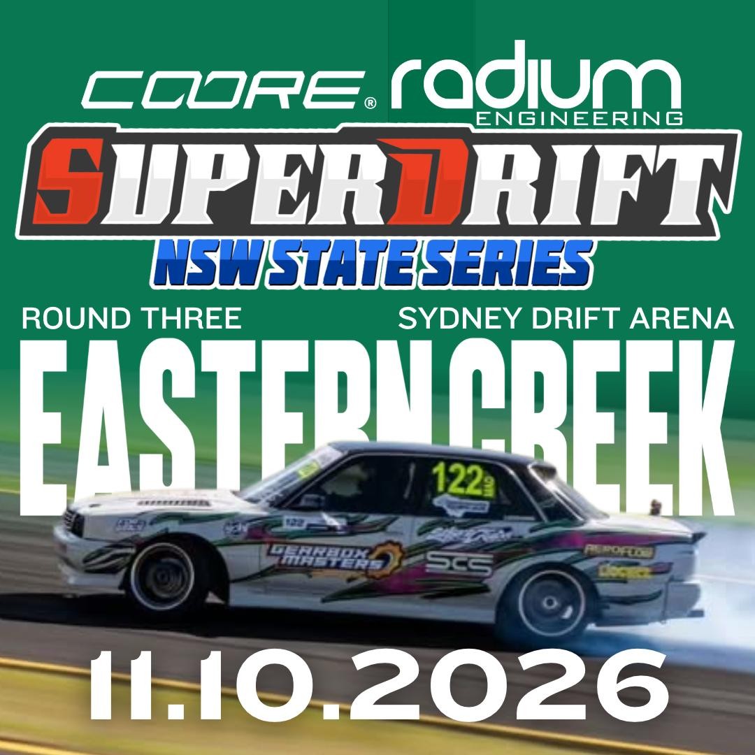 Superdrift NSW State Series Round Three — JDM spectator event in Sydney, NSW on Sunday 11 October 2026