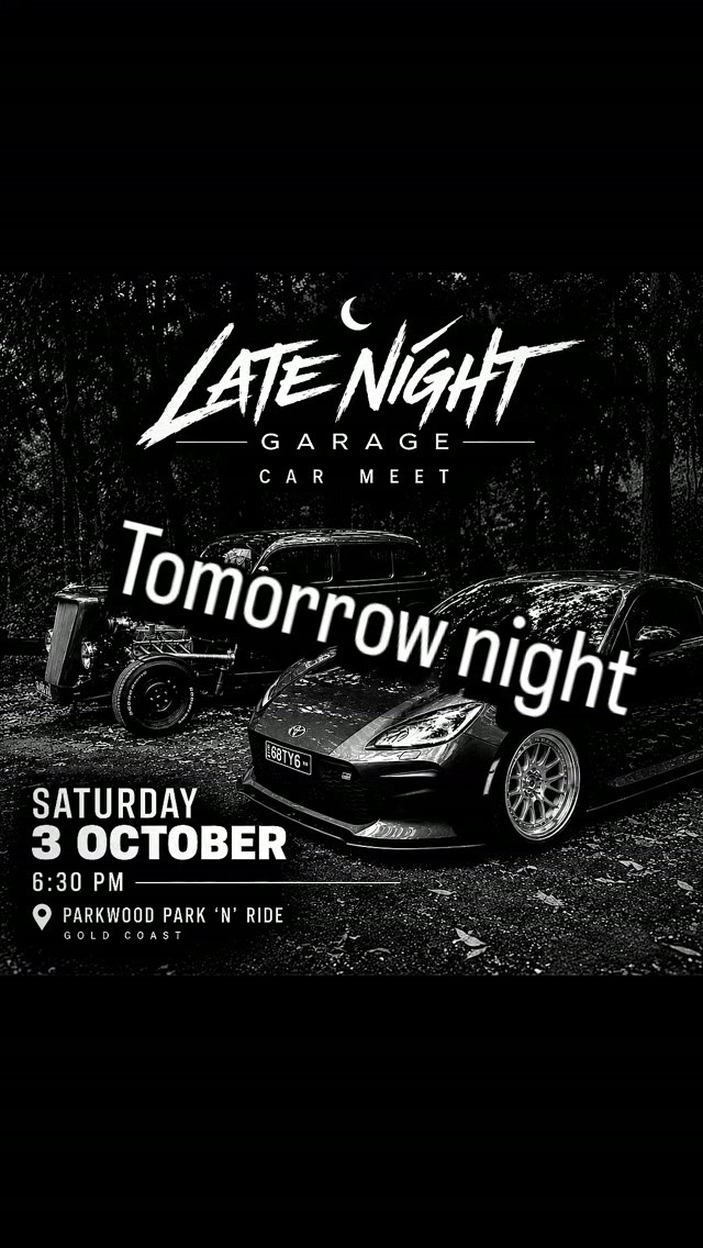 Late Night Garage Car Meet — JDM/Classic car meet in Gold Coast, QLD on Saturday 3 October 2026