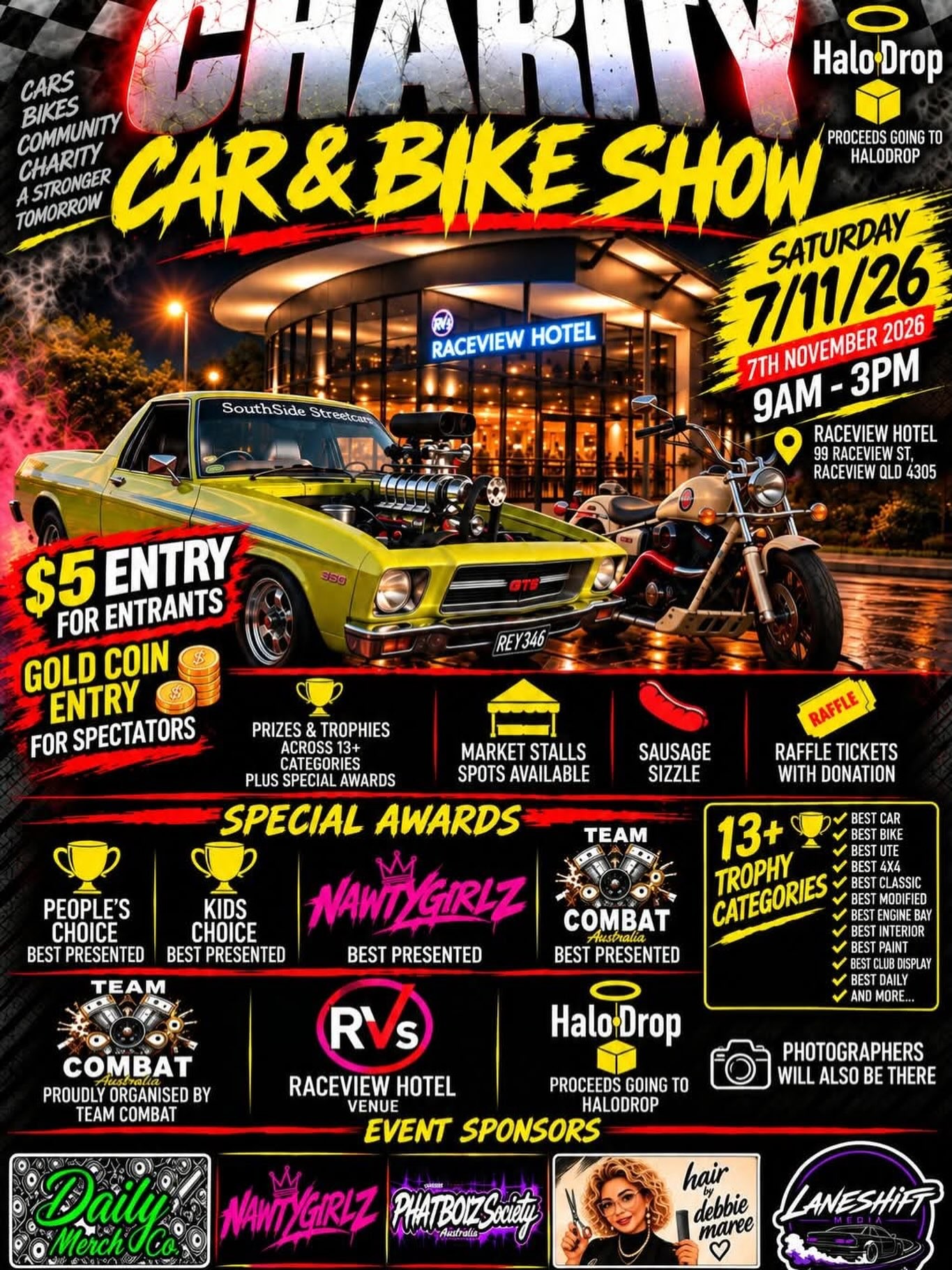 Charity Car & Bike Show — Muscle/Classic car meet in Brisbane, QLD on Saturday 7 November 2026