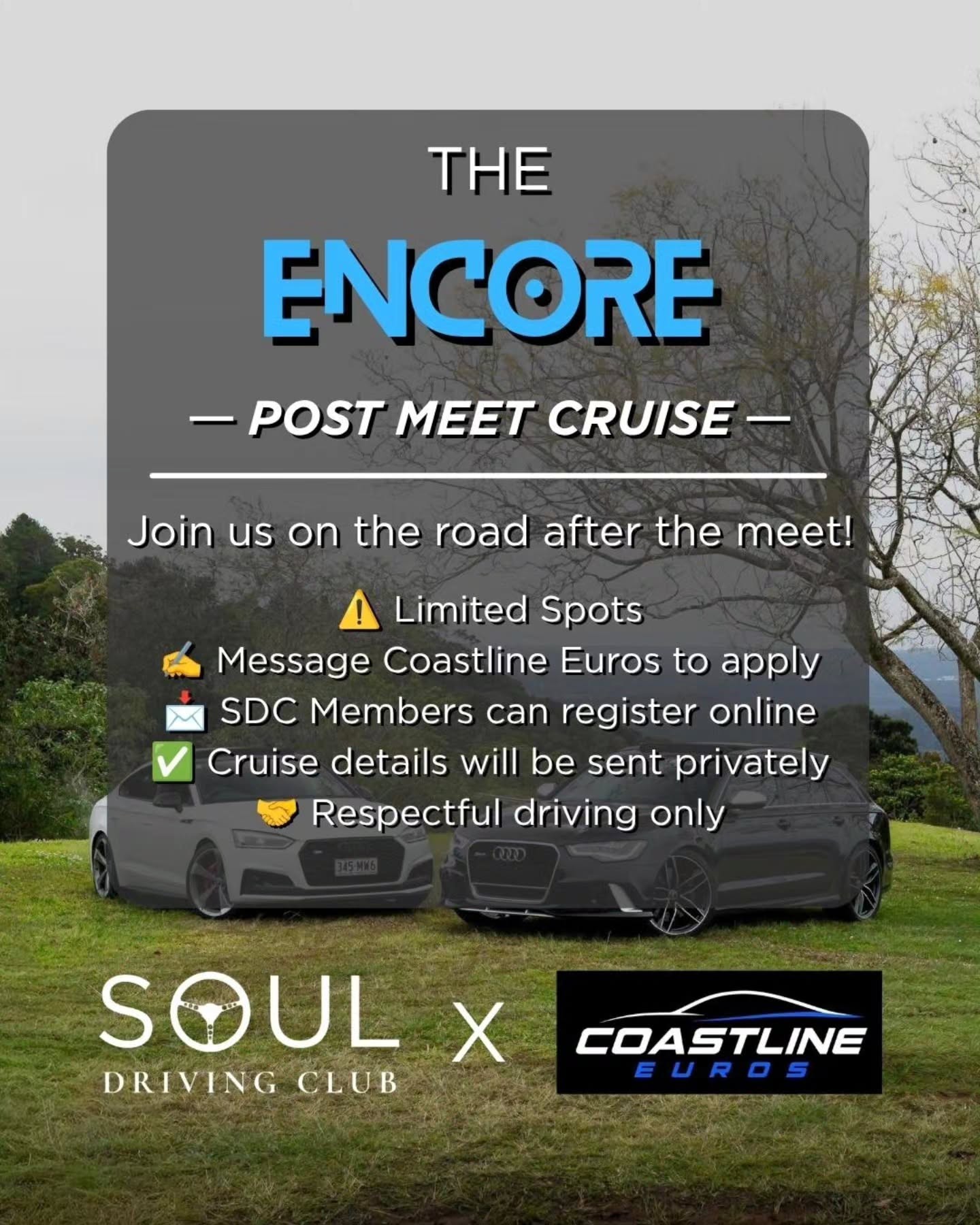The Encore - Post Meet Cruise — Euro car meet in Sunshine Coast, QLD on Saturday 17 October 2026