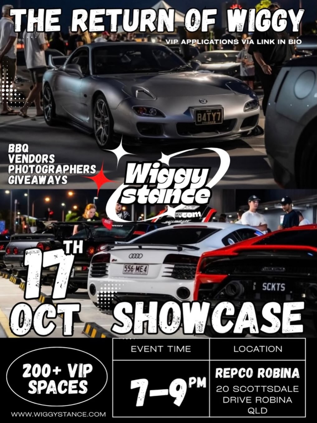 The Return of Wiggy Showcase — Stance/JDM car meet in Gold Coast, QLD on Saturday 17 October 2026