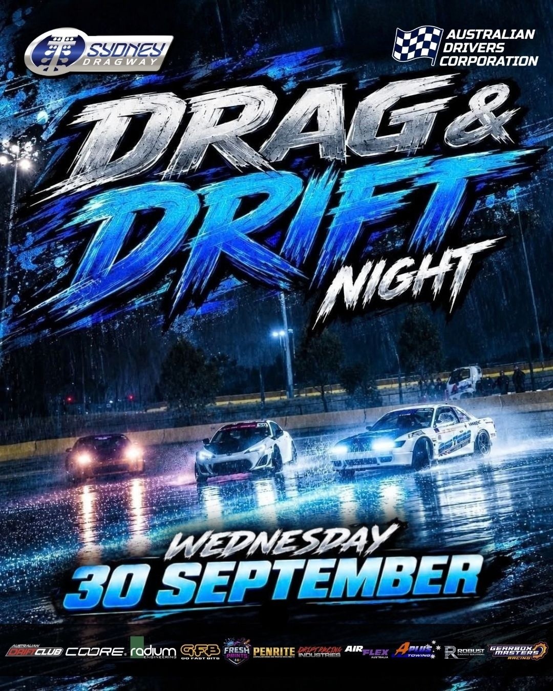 Drag & Drift Night — JDM track day in Sydney, NSW on Wednesday 30 September 2026