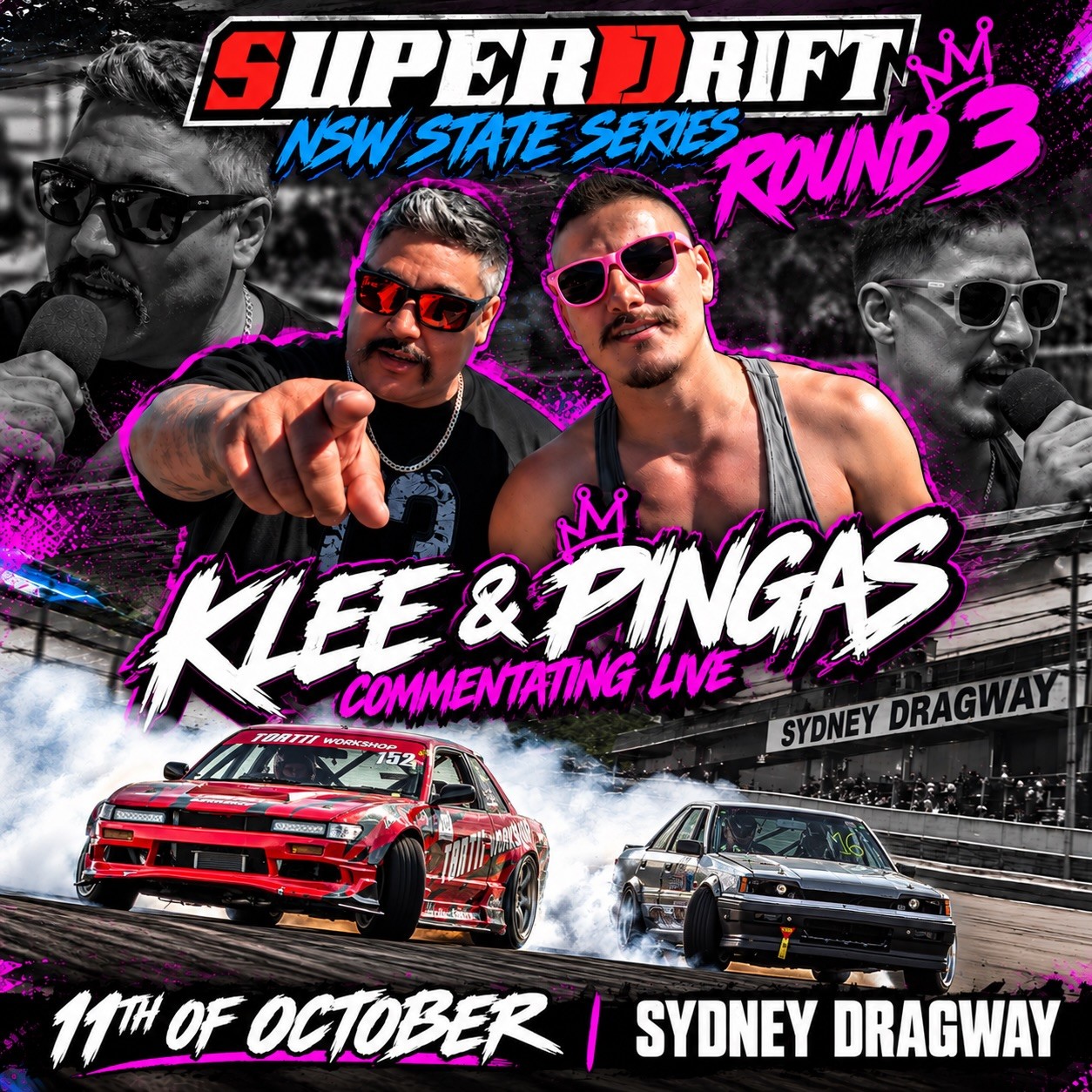 Superdrift NSW State Series Round 3 — JDM spectator event in Sydney, NSW on Sunday 11 October 2026