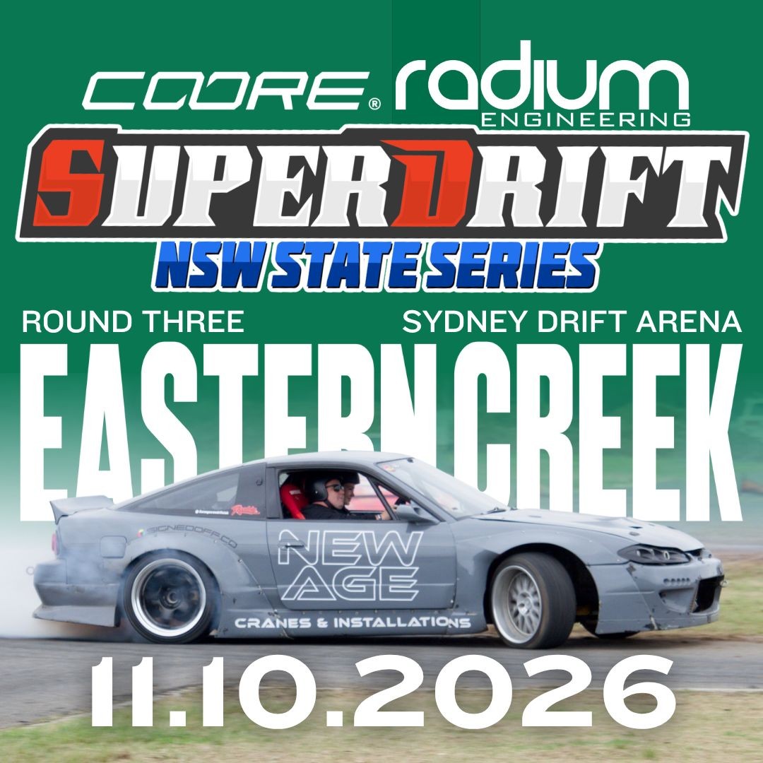 Superdrift NSW State Series Round Three — JDM spectator event in Sydney, NSW on Sunday 11 October 2026