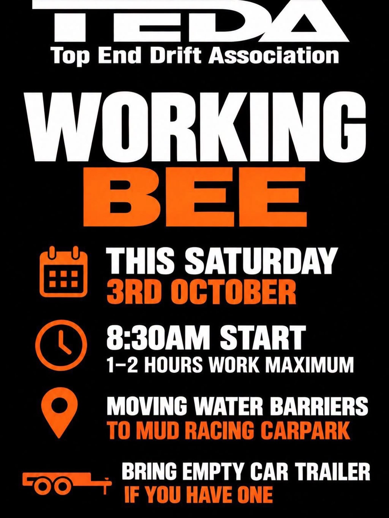 TEDA Working Bee — JDM car meet in Darwin, NT on Saturday 3 October 2026