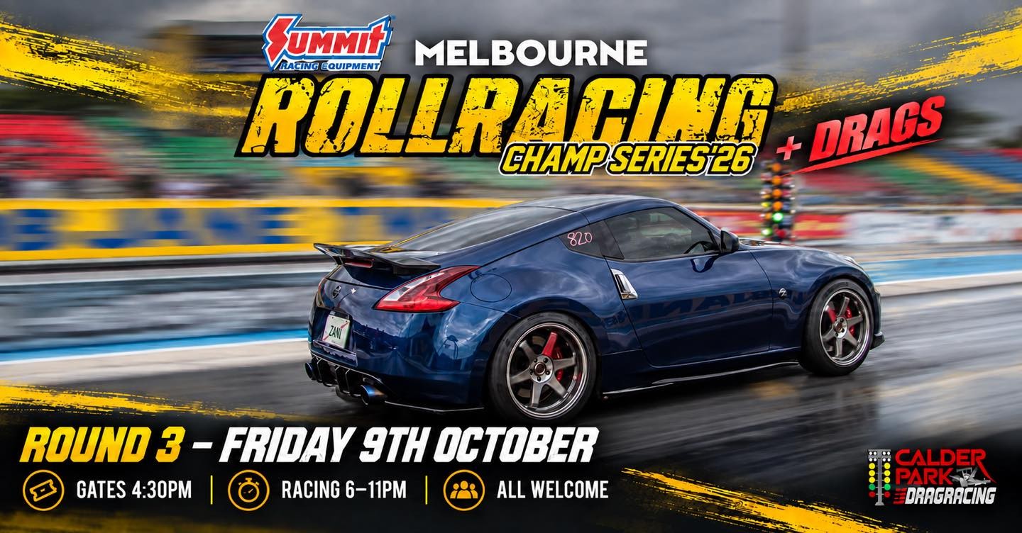 Melbourne RollRacing Champ Series '26 + Drags — Muscle track day in Melbourne, VIC on Friday 9 October 2026
