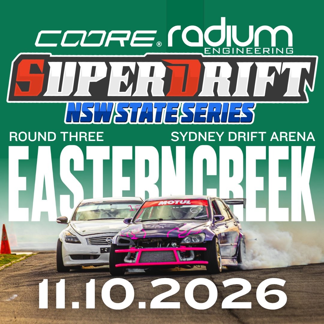 Superdrift NSW State Series Round Three — JDM spectator event in Sydney, NSW on Sunday 11 October 2026