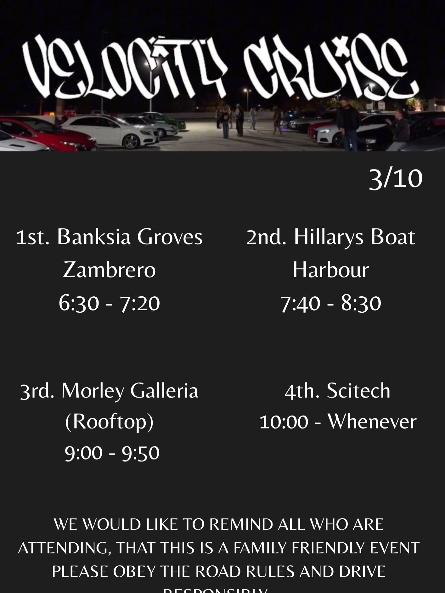 Velocity Cruise — Stance car meet in Perth, WA on Saturday 3 October 2026