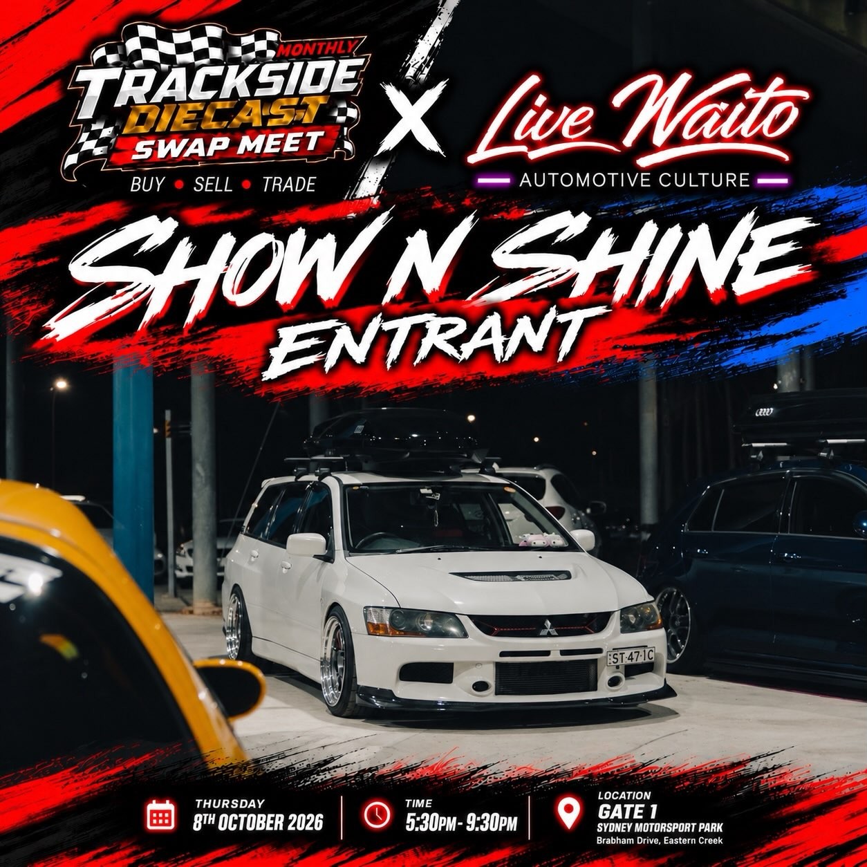 Trackside Diecast Swap Meet x Live Naito — JDM car meet in Sydney, NSW on Thursday 8 October 2026