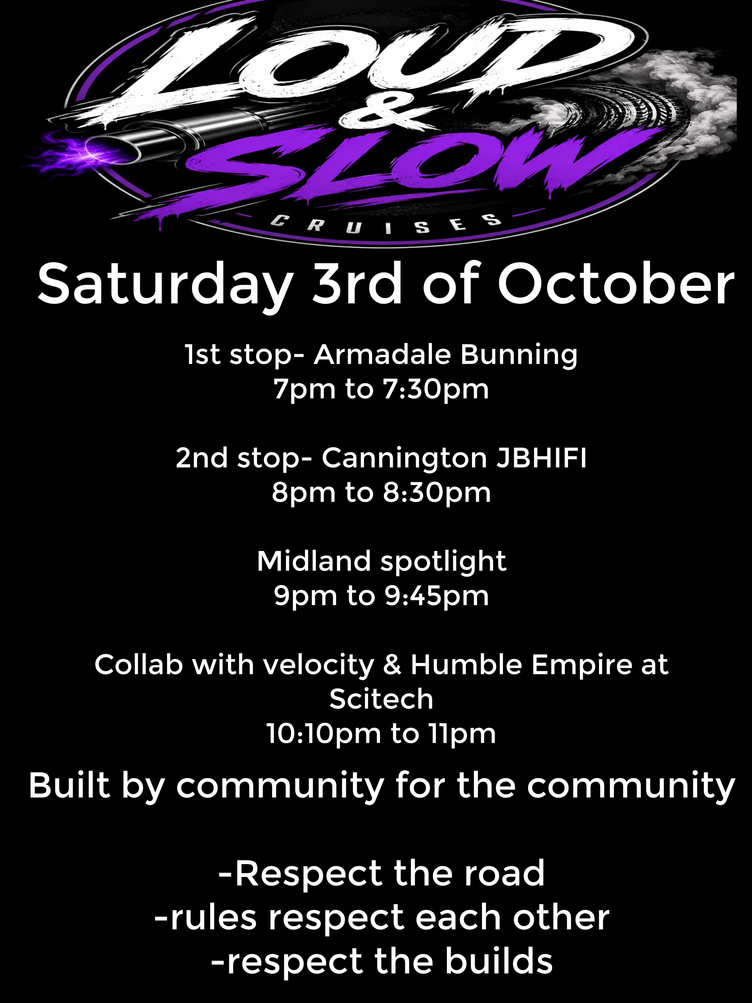 Loud & Slow Cruises — Stance/JDM car meet in Perth, WA on Saturday 3 October 2026