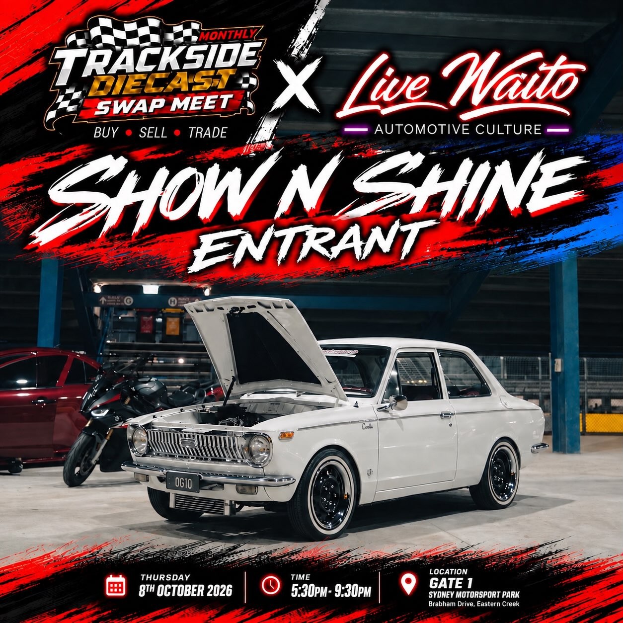 Trackside Diecast Swap Meet x Live Naito — Classic/JDM car meet in Sydney, NSW on Thursday 8 October 2026