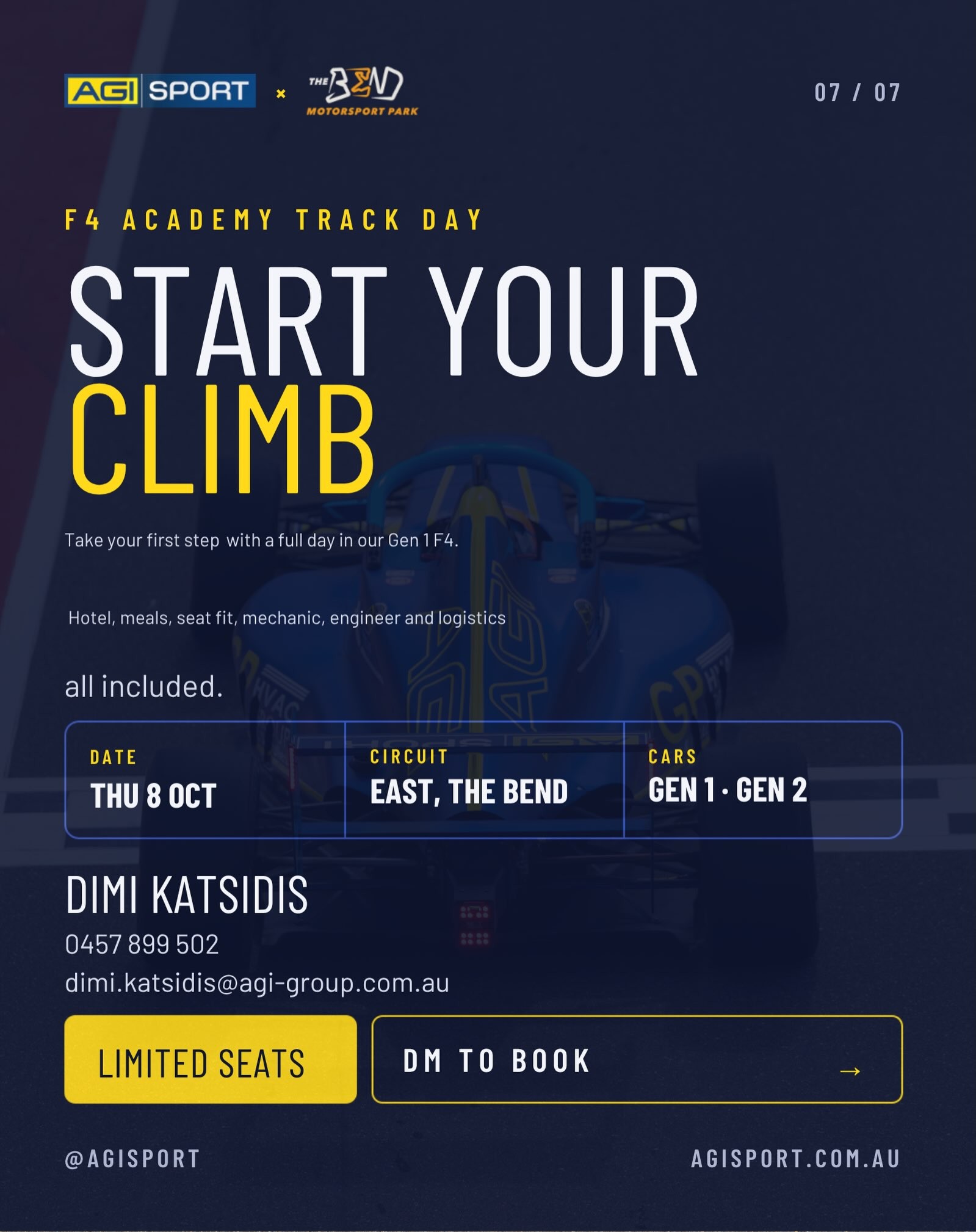 F4 Academy Track Day — track day in Adelaide, SA on Thursday 8 October 2026